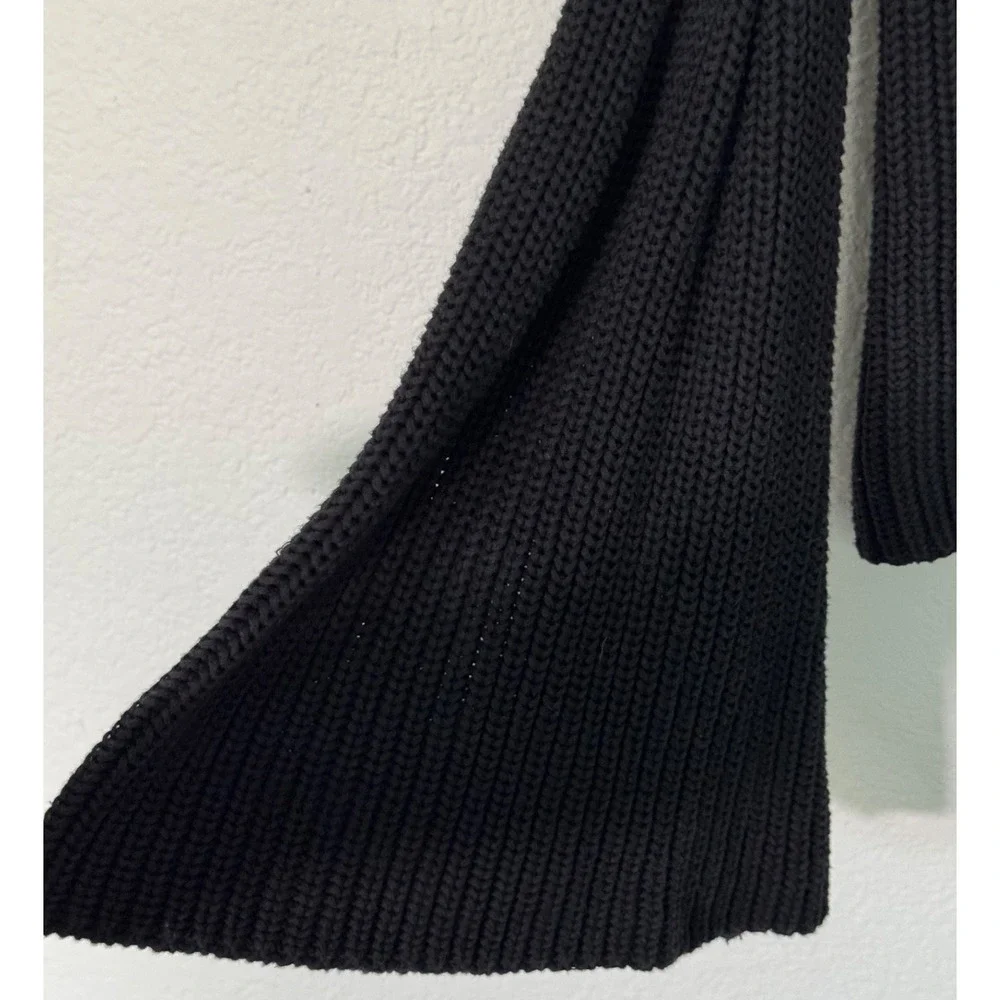 Free People Sweater Women XS Damsel Rib‎ Knit V-neck Bell Sleeve Sweater Black